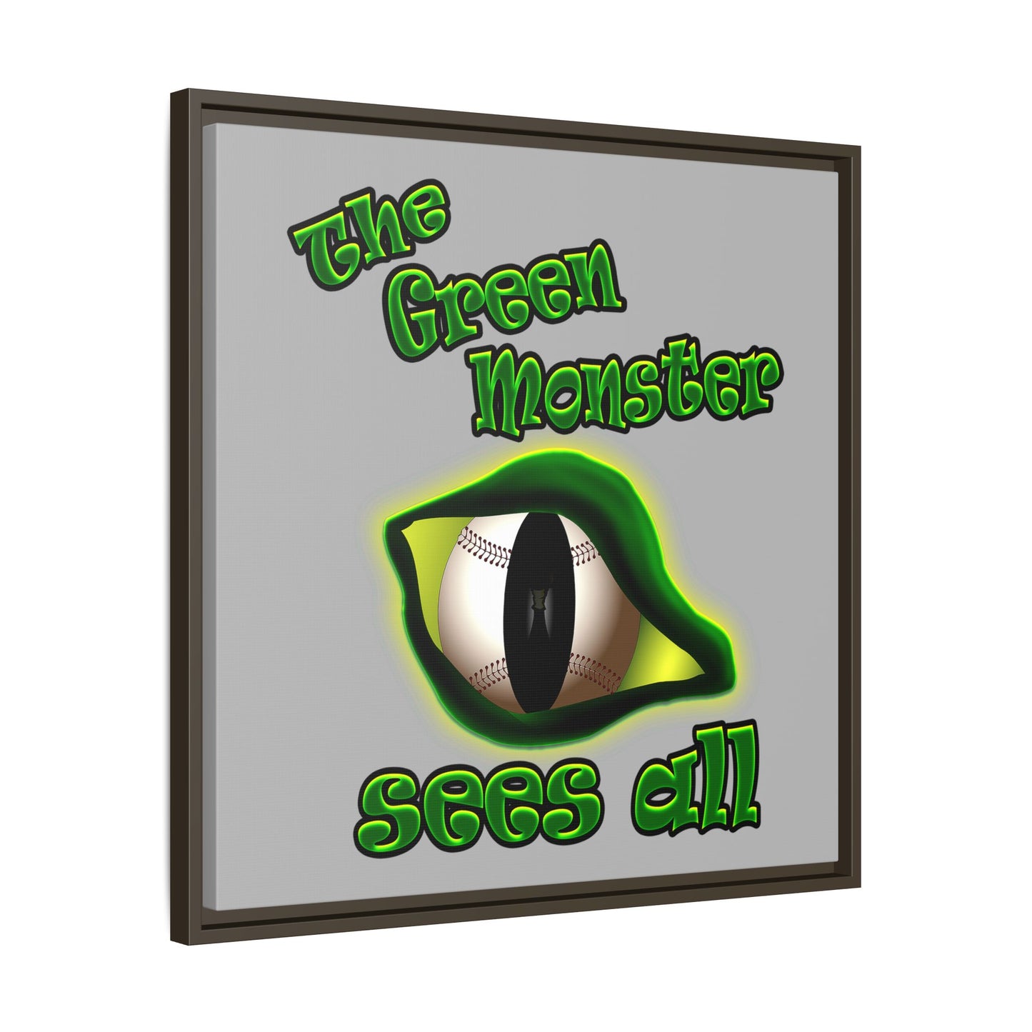 green monster - framed canvas art (light grey)
