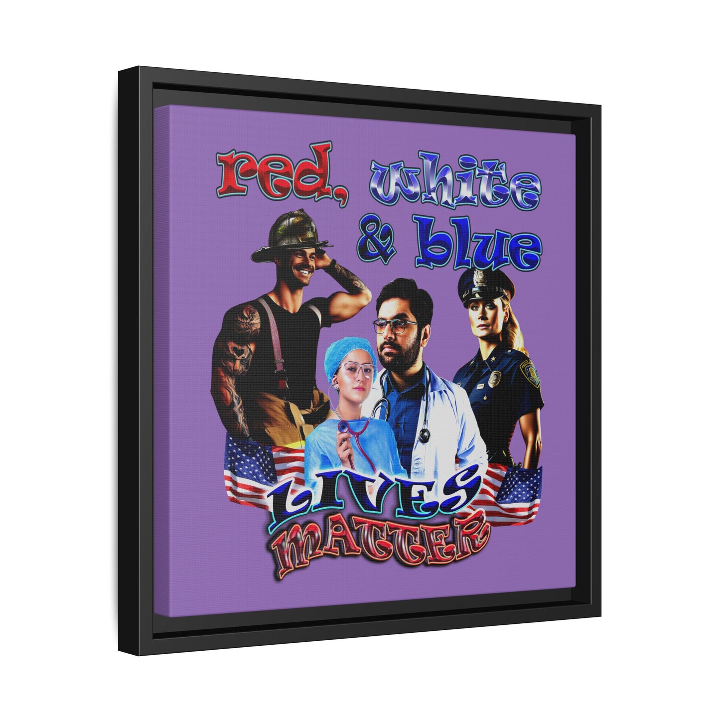 rw&b lives matter - framed canvas art (light purple)