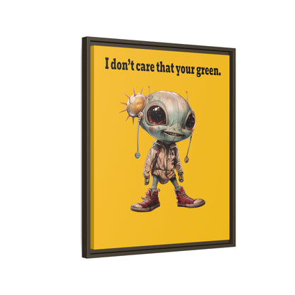 I don't care that your green - framed canvas art (yellow)