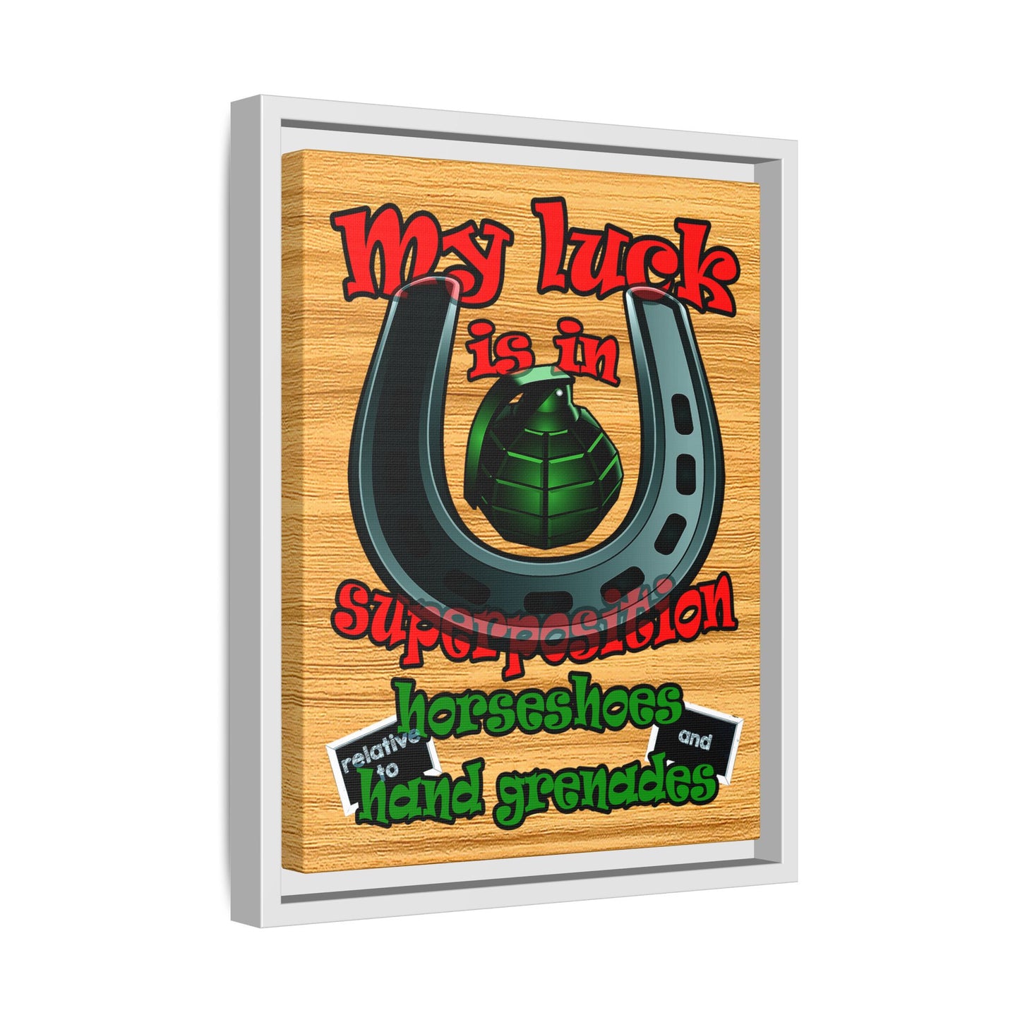 my luck - framed canvas art (butterscotch wood finish)