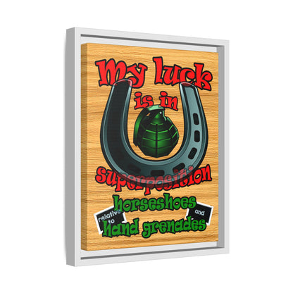 my luck - framed canvas art (butterscotch wood finish)