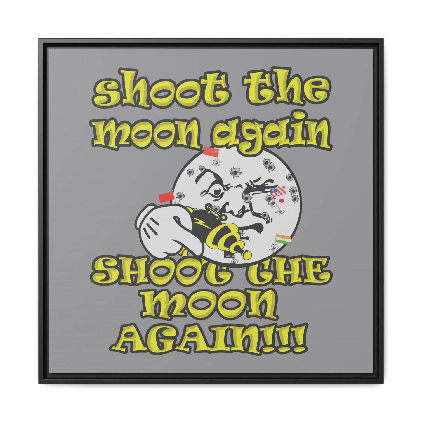 shoot the moon again - framed canvas art (grey)