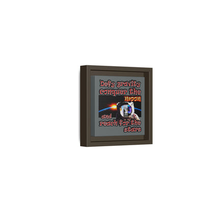 defy conquer reach - framed canvas art (dark grey)