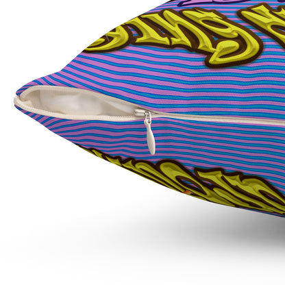 the bum's shit - Spun Polyester Square Pillow - (light blue-purple wave)