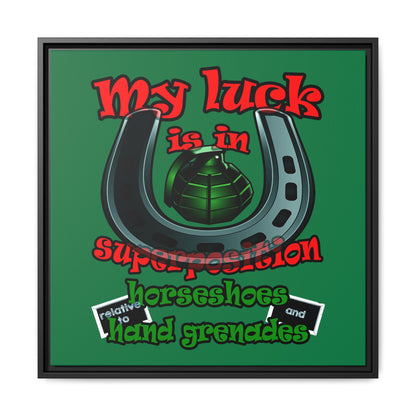 my luck - framed canvas art (dark green)