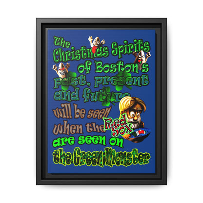 christmas spirits of boston - framed canvas art (dark blue)