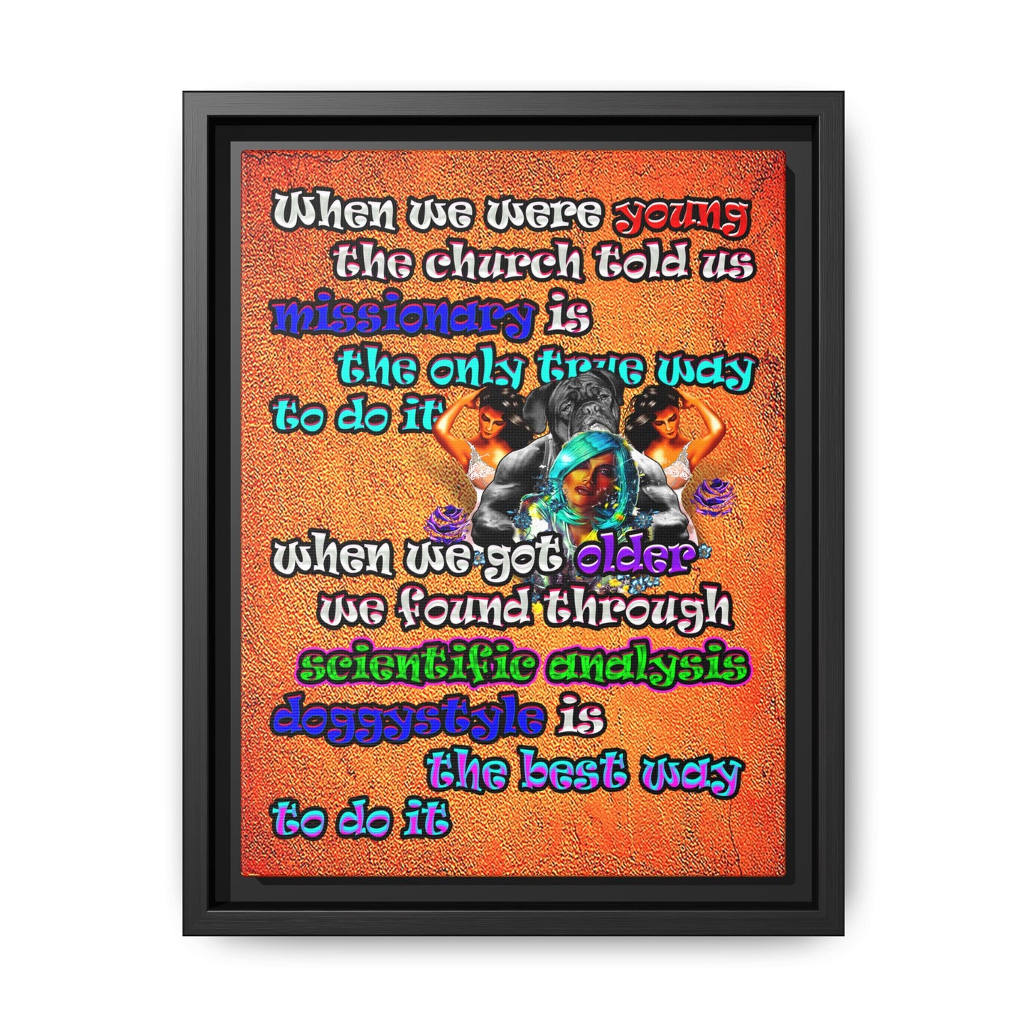 doggystyle - framed canvas art (burnt orange)