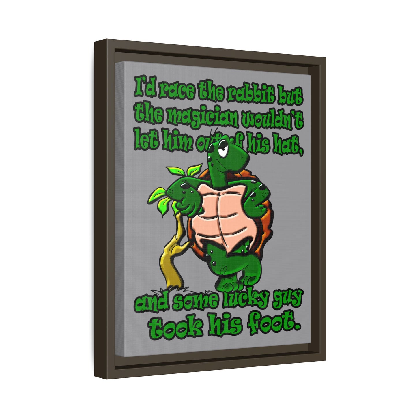 turtle race - framed canvas art (grey)