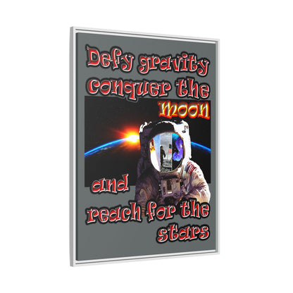 defy conquer reach - framed canvas art (dark grey)