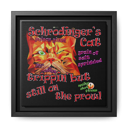 schrodinger's cat - framed canvas art (black)