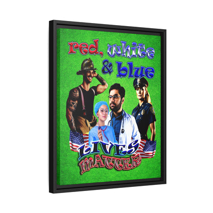 rw&b lives matter - framed canvas art (green turf)