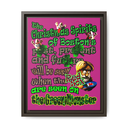 christmas spirits of boston - framed canvas art (pink)