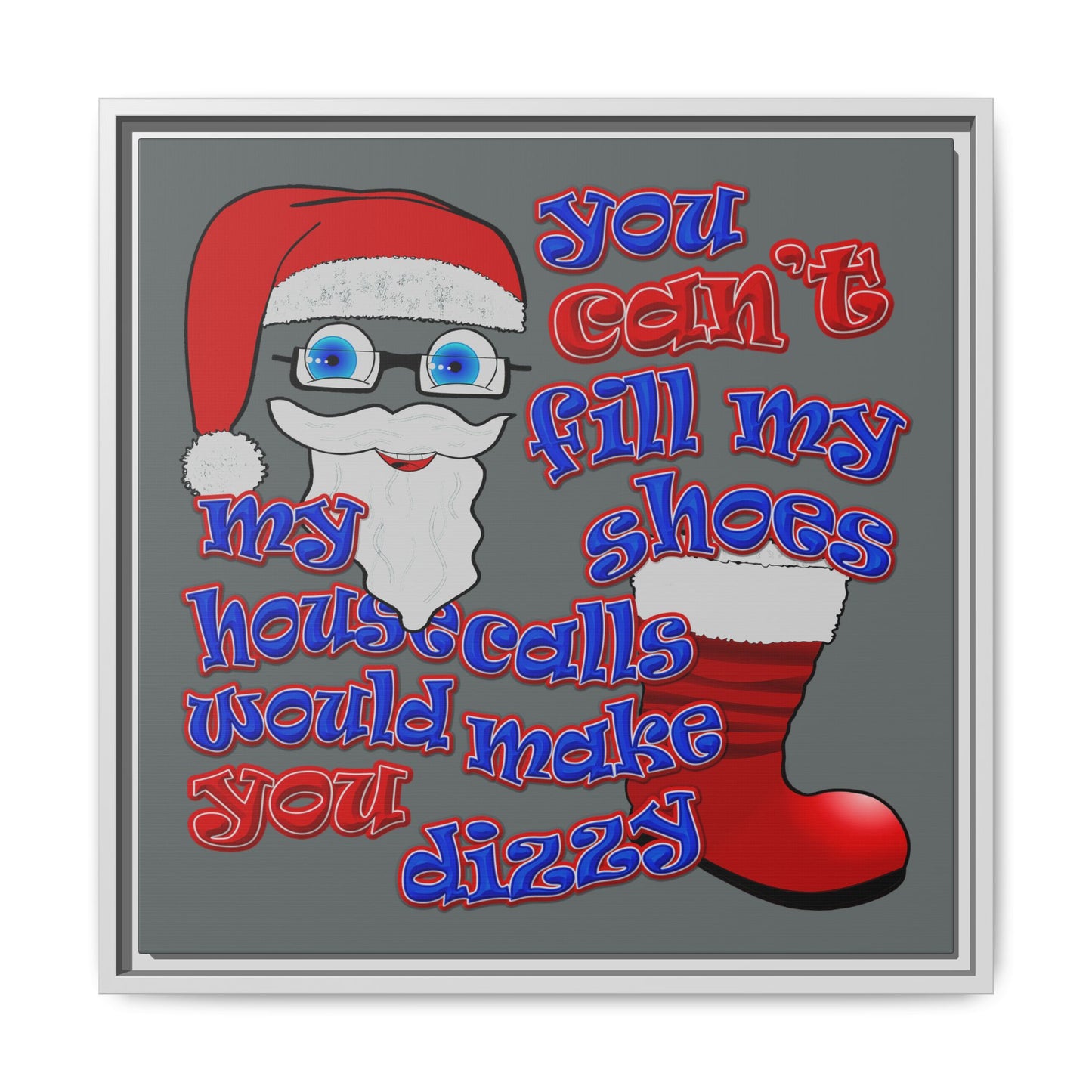 santa's shoes - framed canvas art (dark grey)