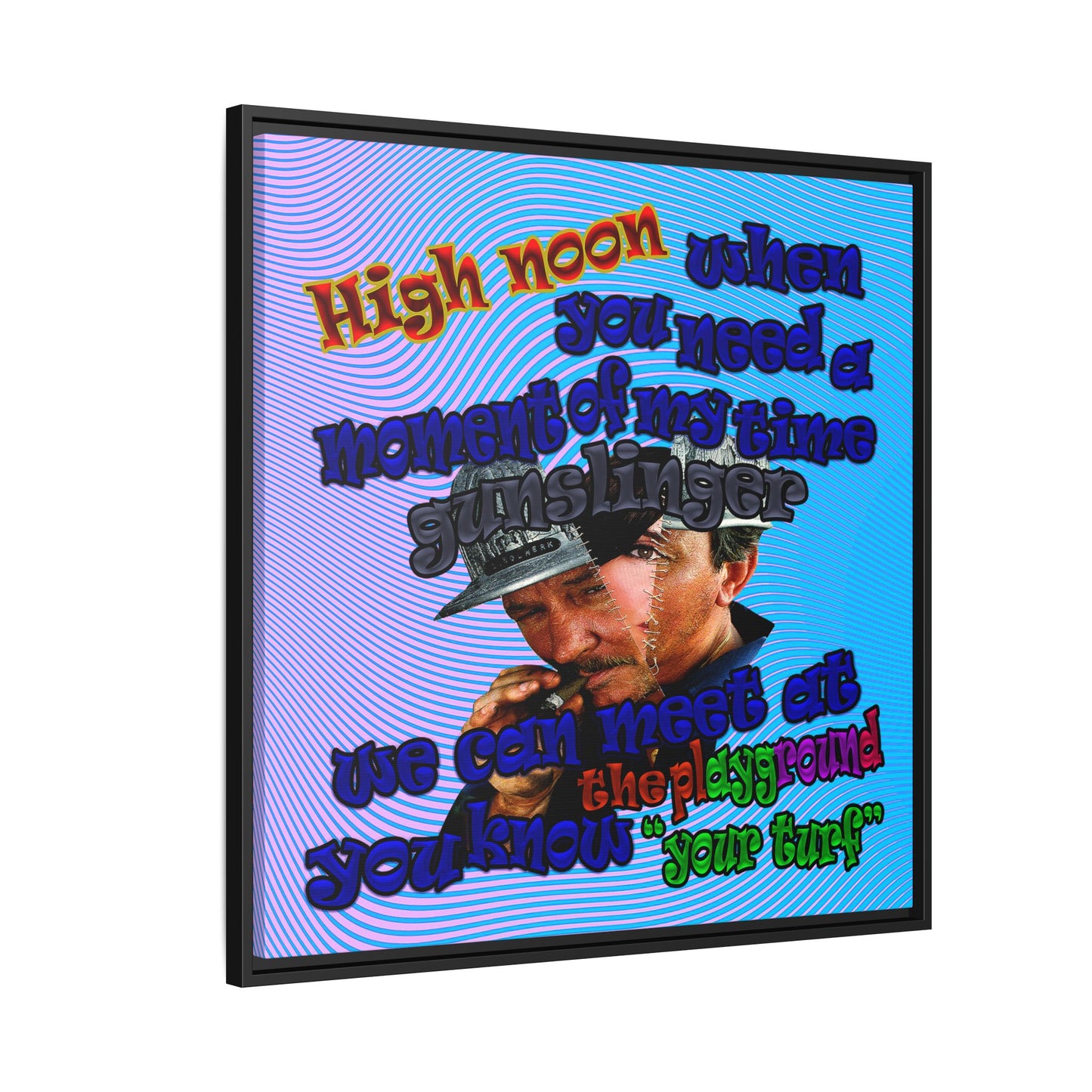 high noon - framed canvas art (light blue-purple wave)