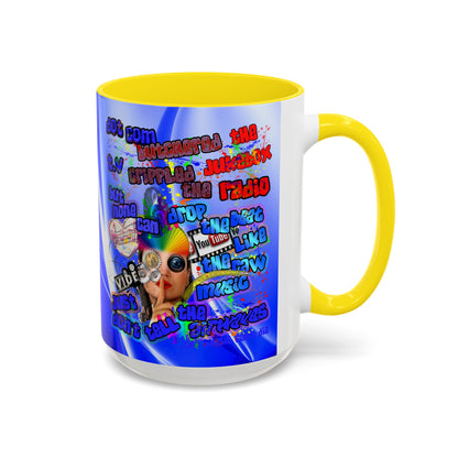 drop the beat - Accent Mug (blue-white wave)