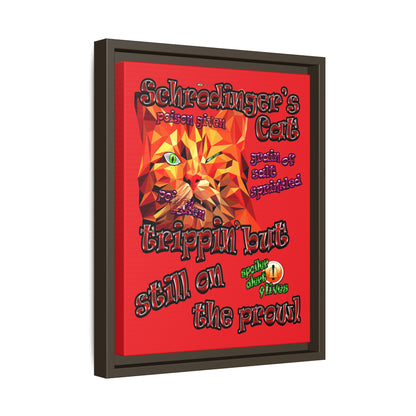 schrodinger's cat - framed canvas art (red)