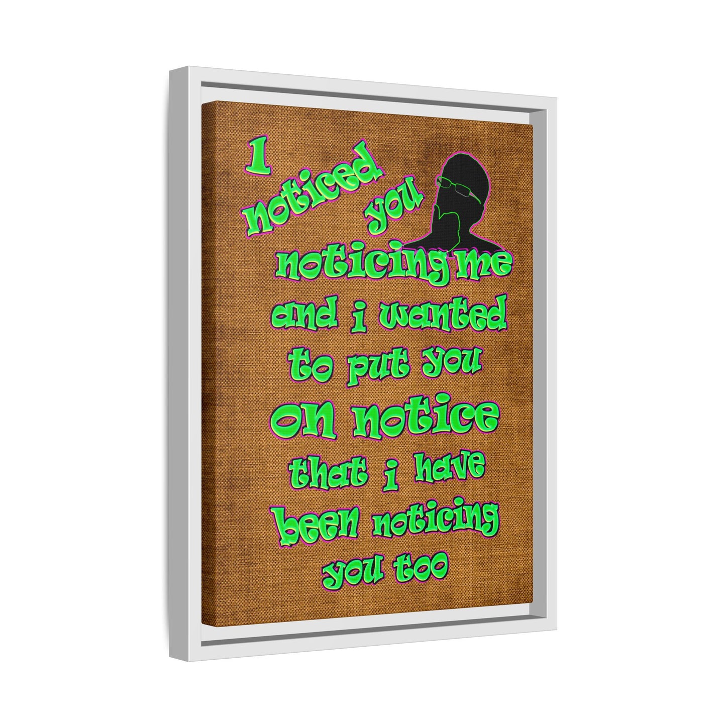 noticed you noticing - framed canvas art (brown papyrus)