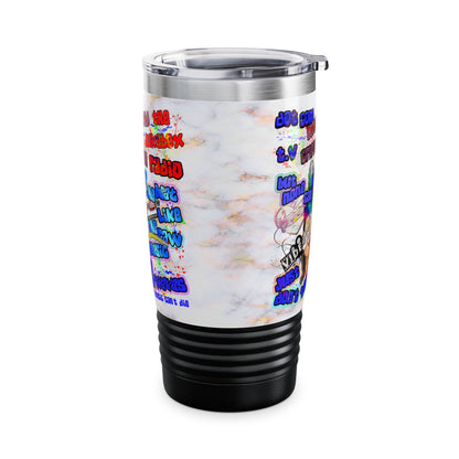 drop the beat - Ringneck Tumbler, 20oz  (white marble)