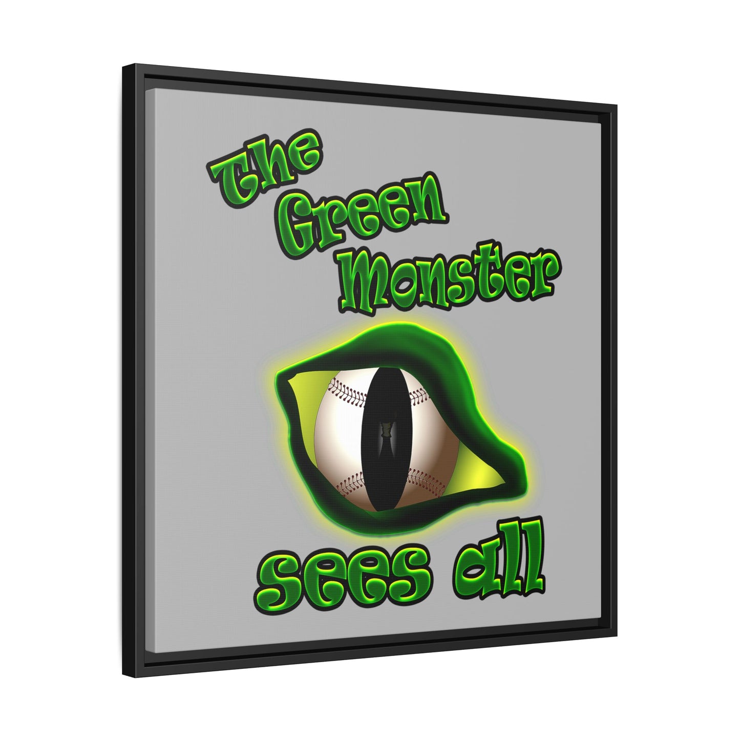 green monster - framed canvas art (light grey)
