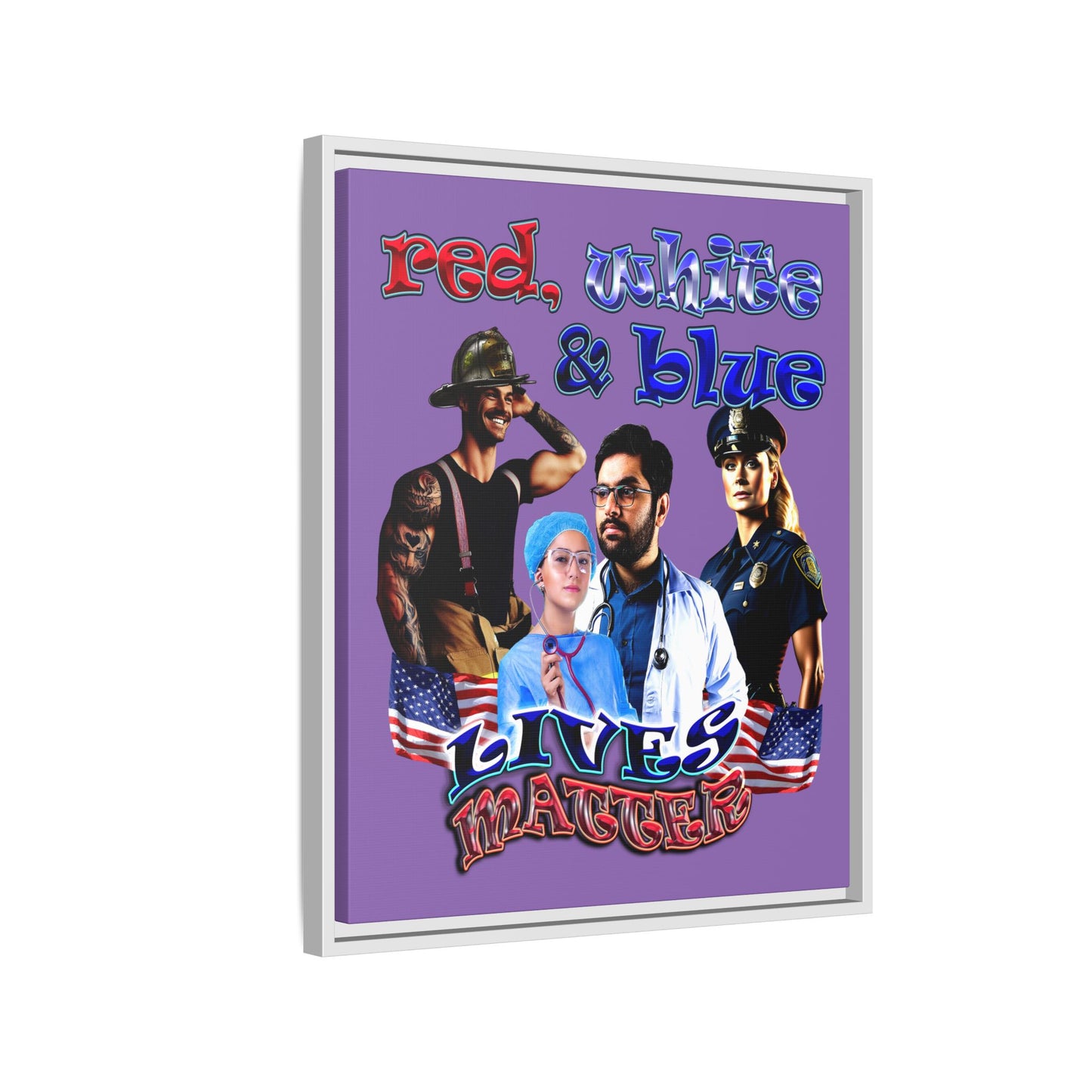 rw&b lives matter - framed canvas art (light purple)