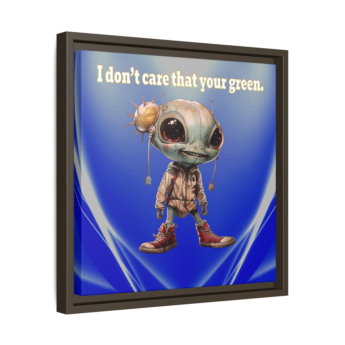 I don't care that your green - framed canvas art (blue-white wave)