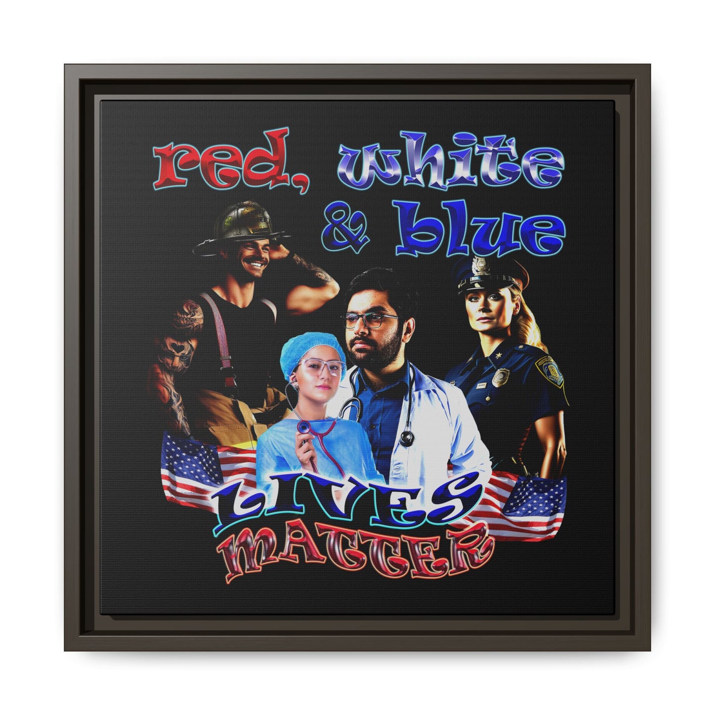 rw&b lives matter - framed canvas art (black)