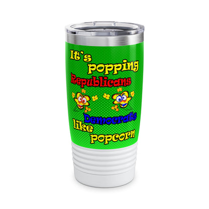 popping like popcorn - Ringneck Tumbler, 20oz (logo green)