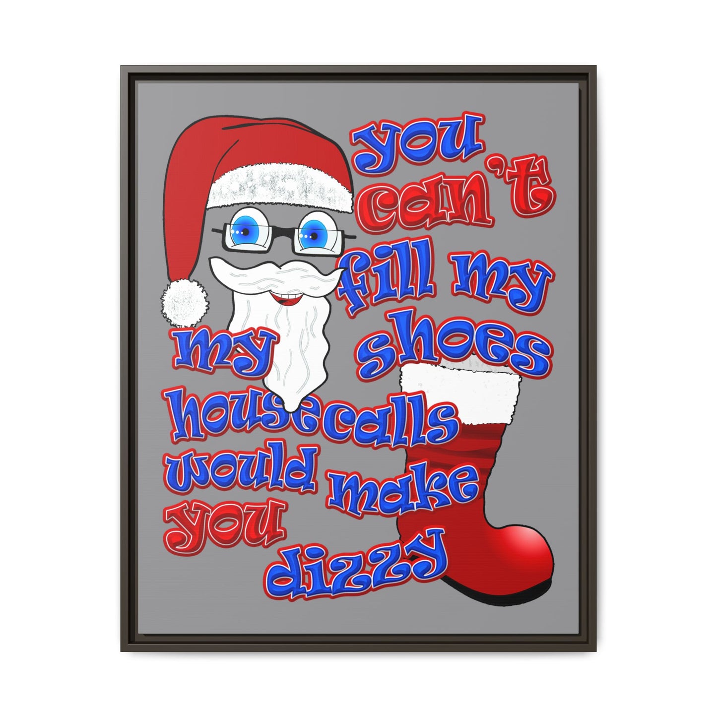santa's shoes - framed canvas art (grey)