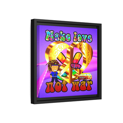 love peace - framed canvas art (purple-pink wave)