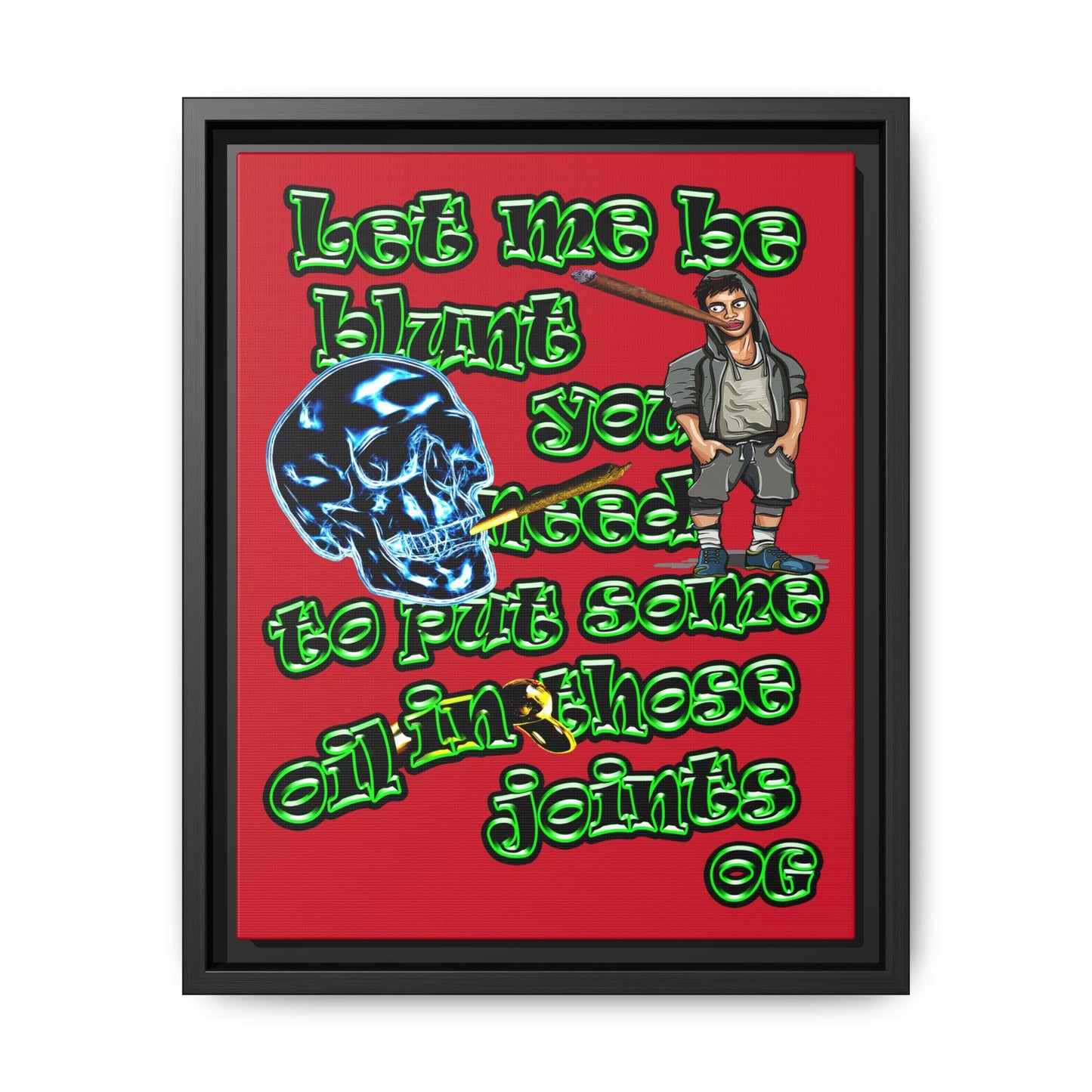 og - framed canvas art (dark red)