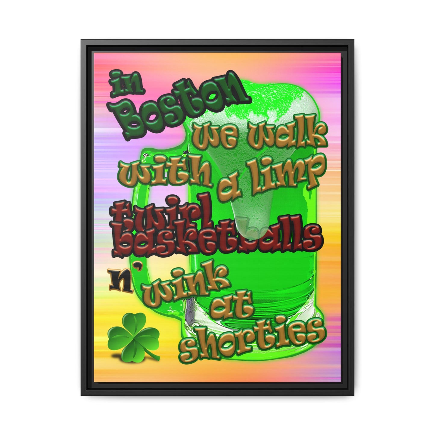 celtics logo - framed canvas art (color blur)