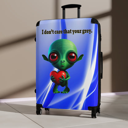 I don't care that your grey - Suitcase (blue-white wave)