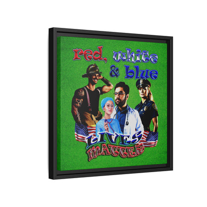 rw&b lives matter - framed canvas art (green turf)