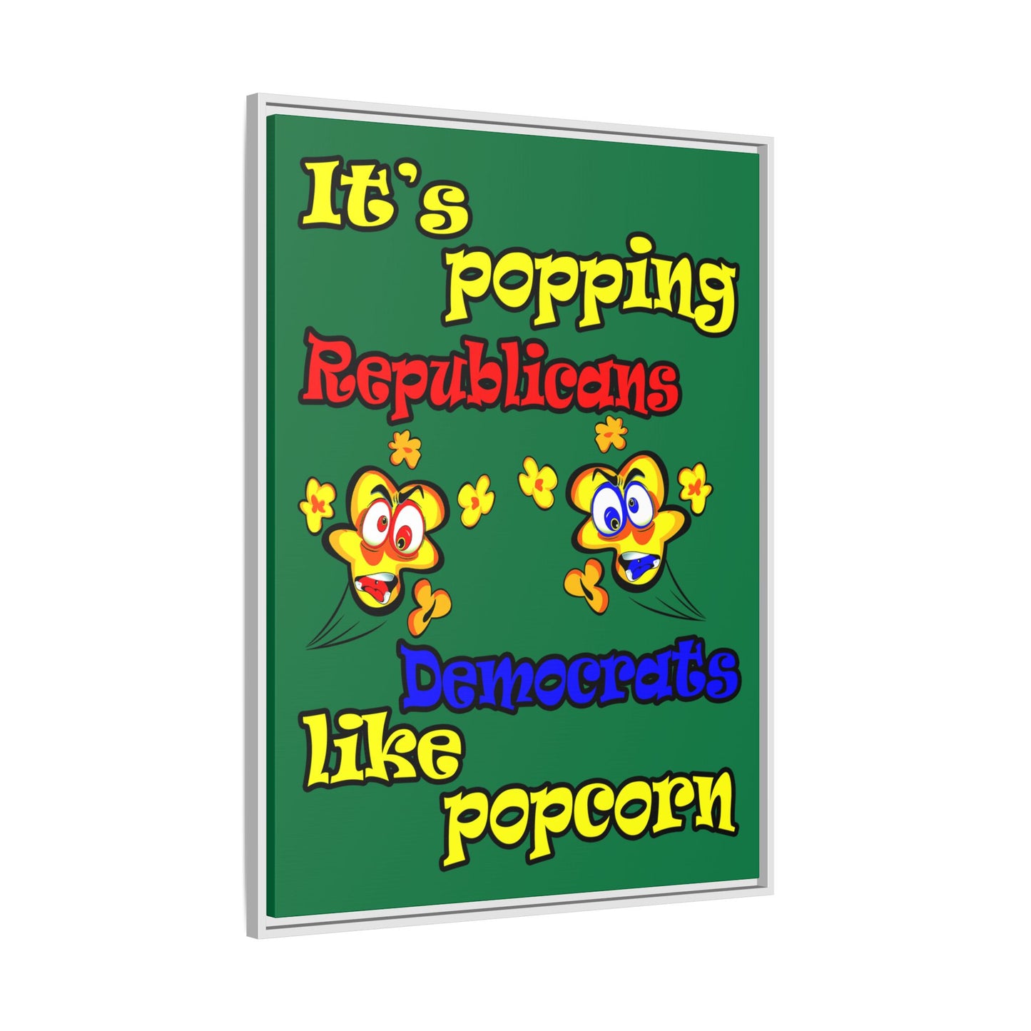 popping like popcorn - framed canvas art (dark green)
