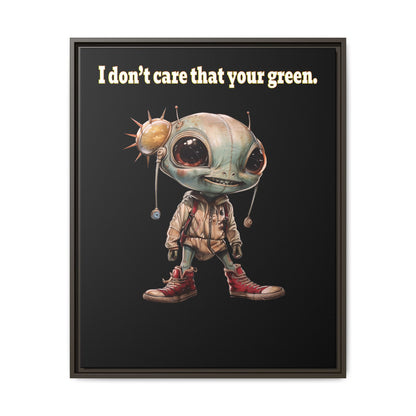 I don't care that your green - framed canvas art (black)