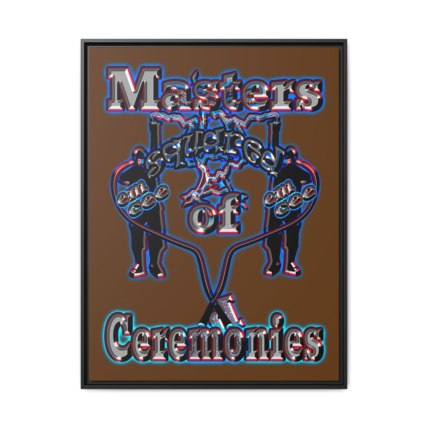 em cee squared - framed canvas art (brown)