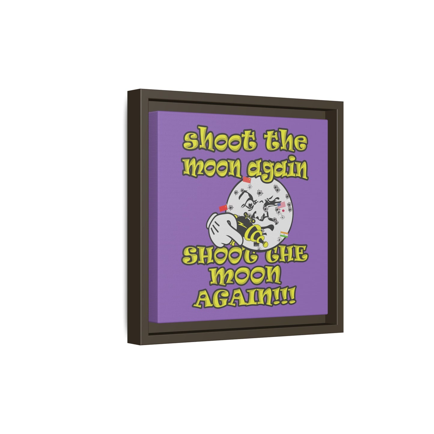 shoot the moon again - framed canvas art (light purple)