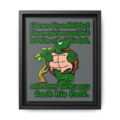 turtle race - framed canvas art (dark grey)