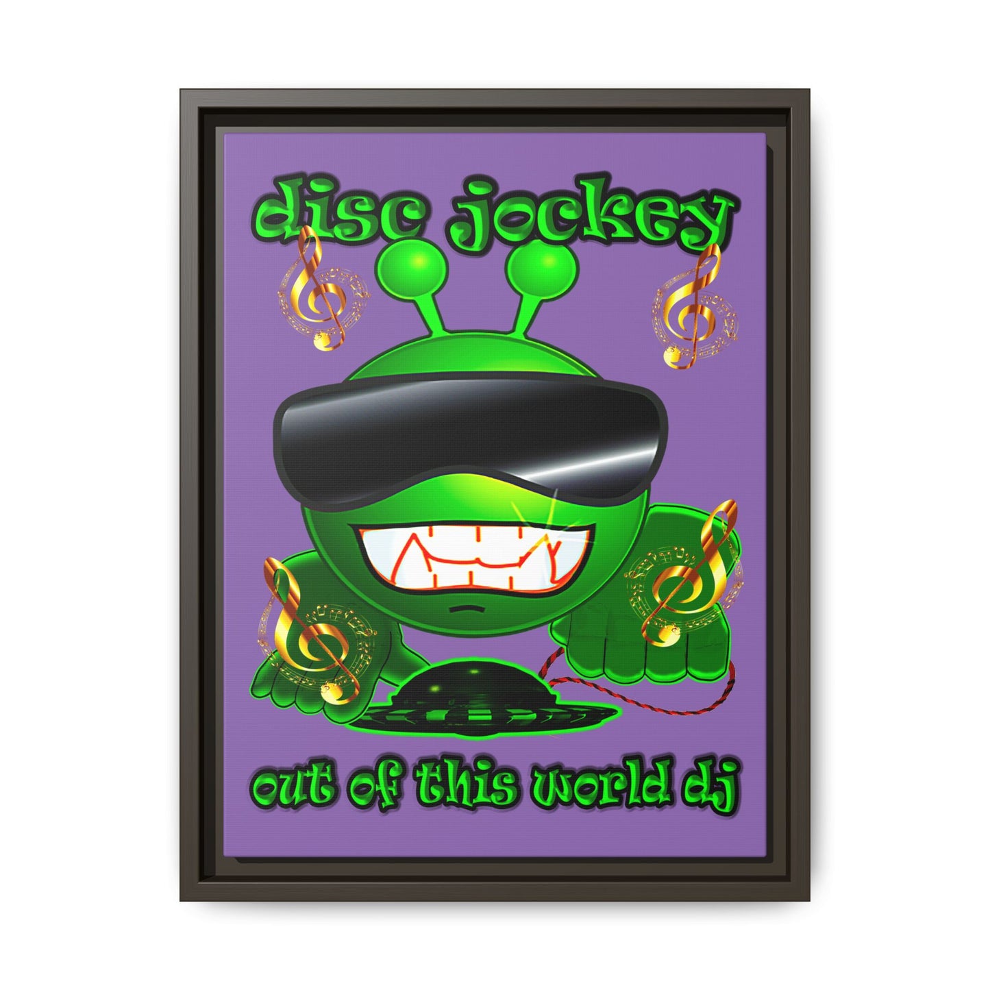 disc jockey - framed canvas art (light purple)