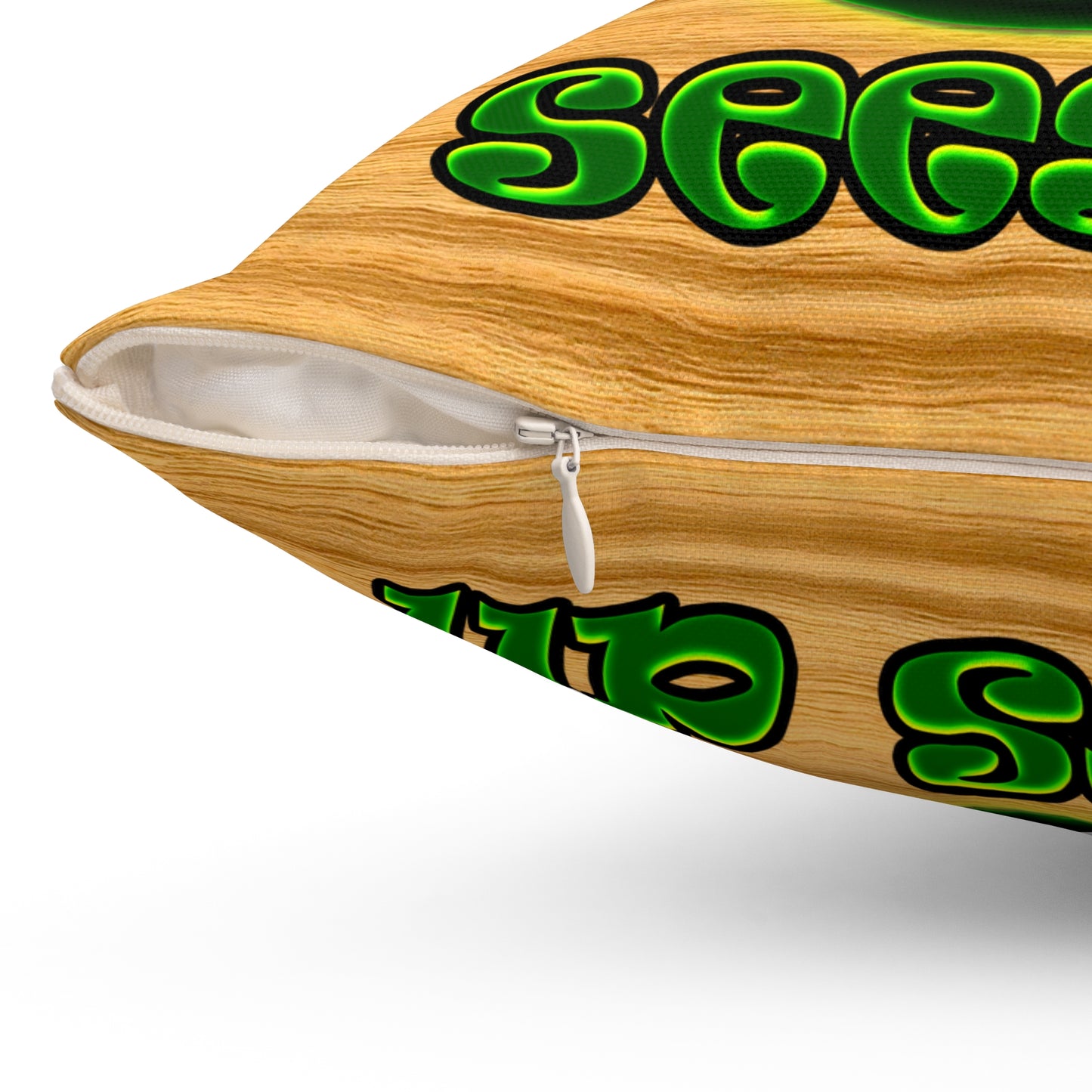 green monster - Spun Polyester Square Pillow - (butterscotch wood finish)