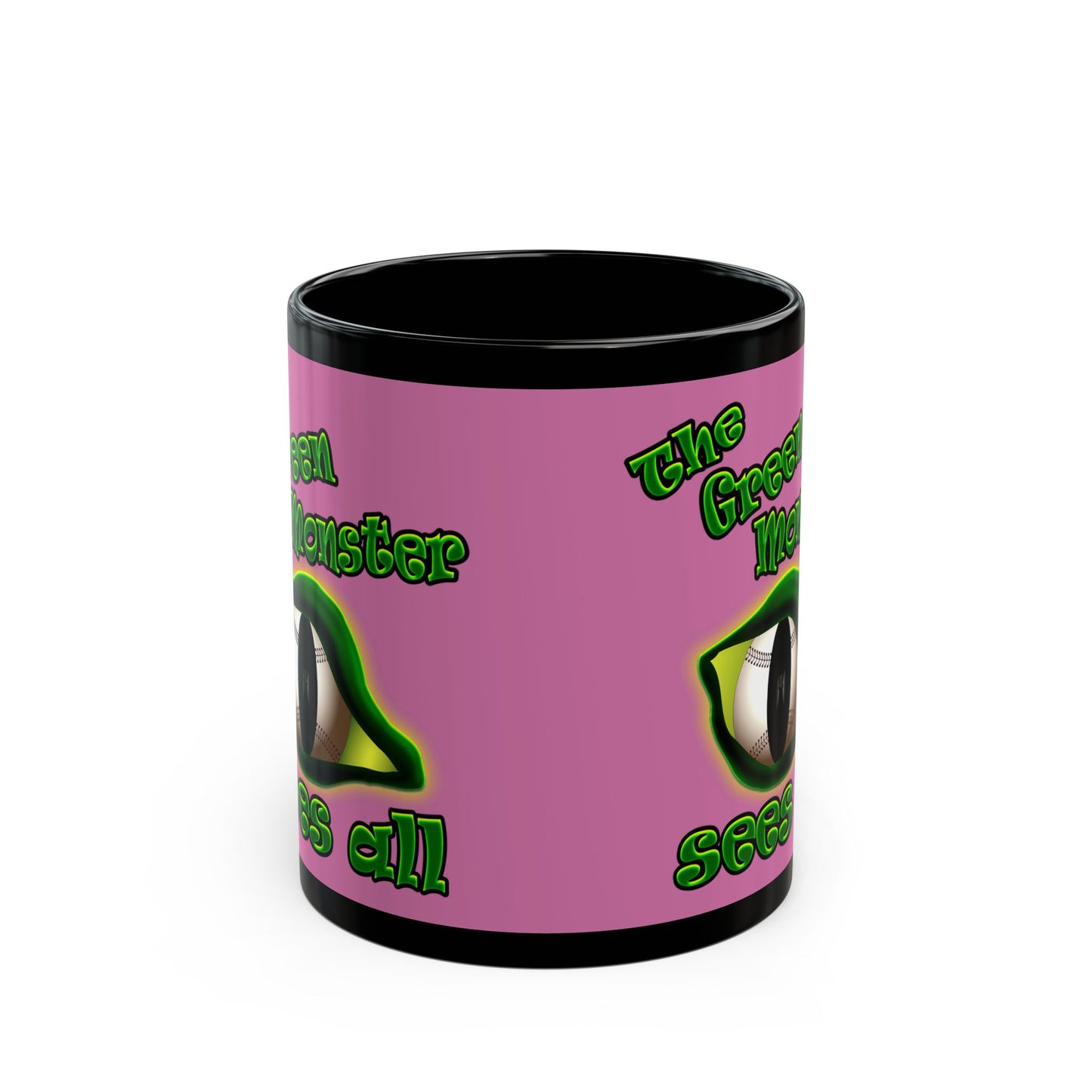 green monster - Black Mug (light pink)