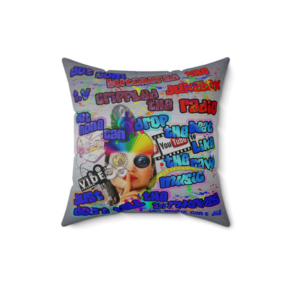 drop the beat - Spun Polyester Square Pillow - (brushed nickel)