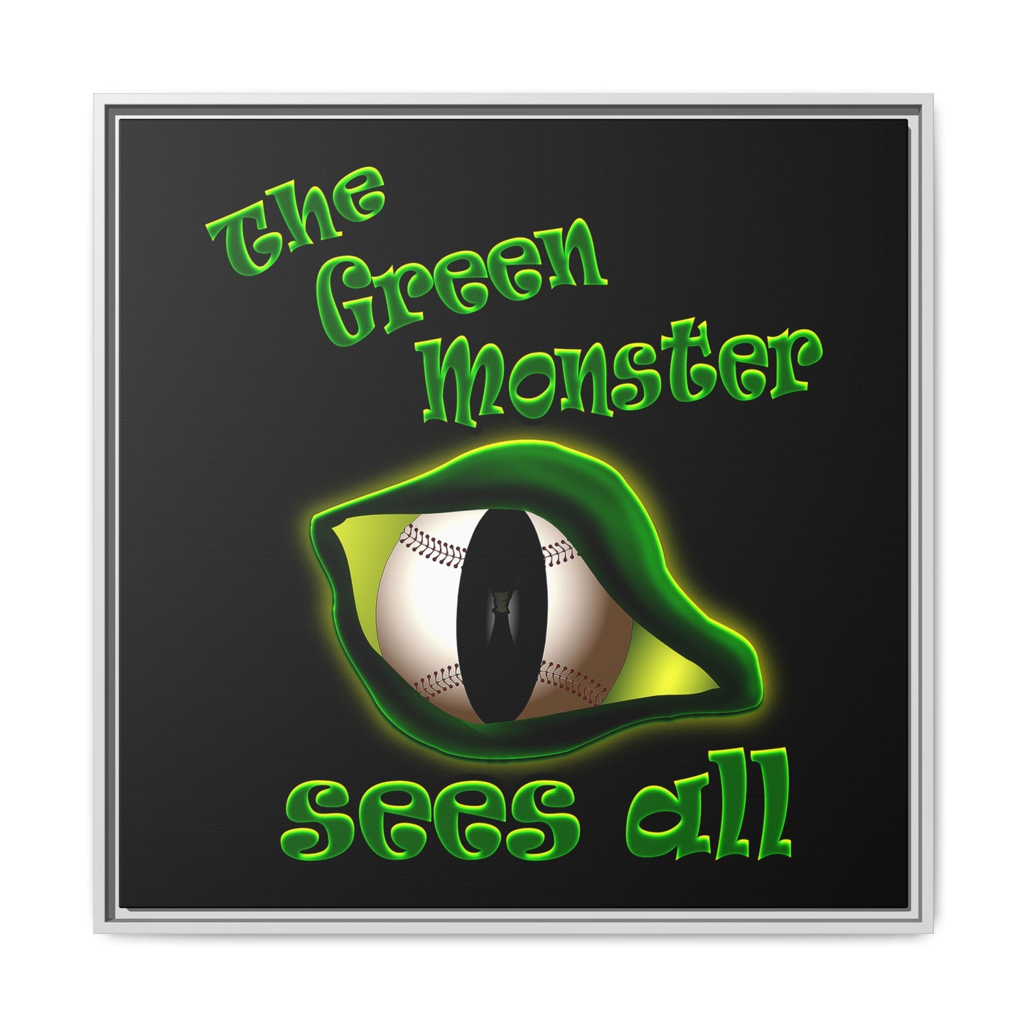 green monster - framed canvas art (black)