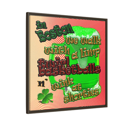celtics logo - framed canvas art (yellow-orange wave)