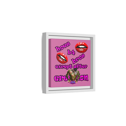 hoes b4 bros - framed canvas art (light pink)