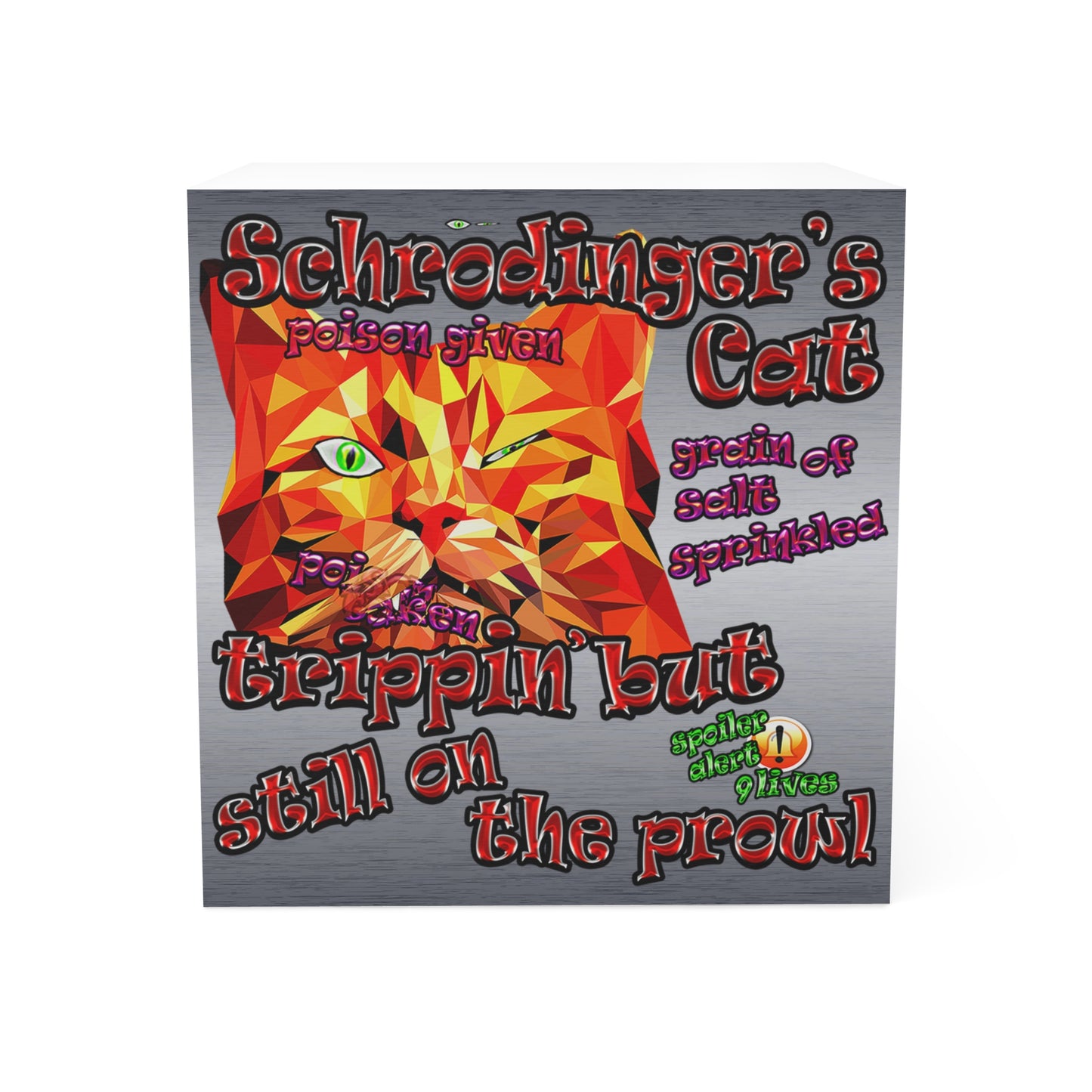 schrodinger's cat - note cube (brushed nickel)