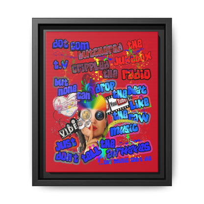 drop the beat - framed canvas art (dark red)