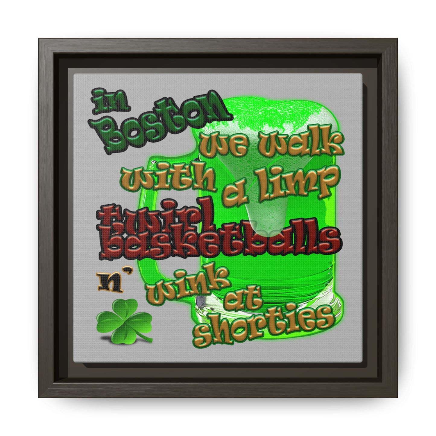 celtics logo - framed canvas art (light grey)