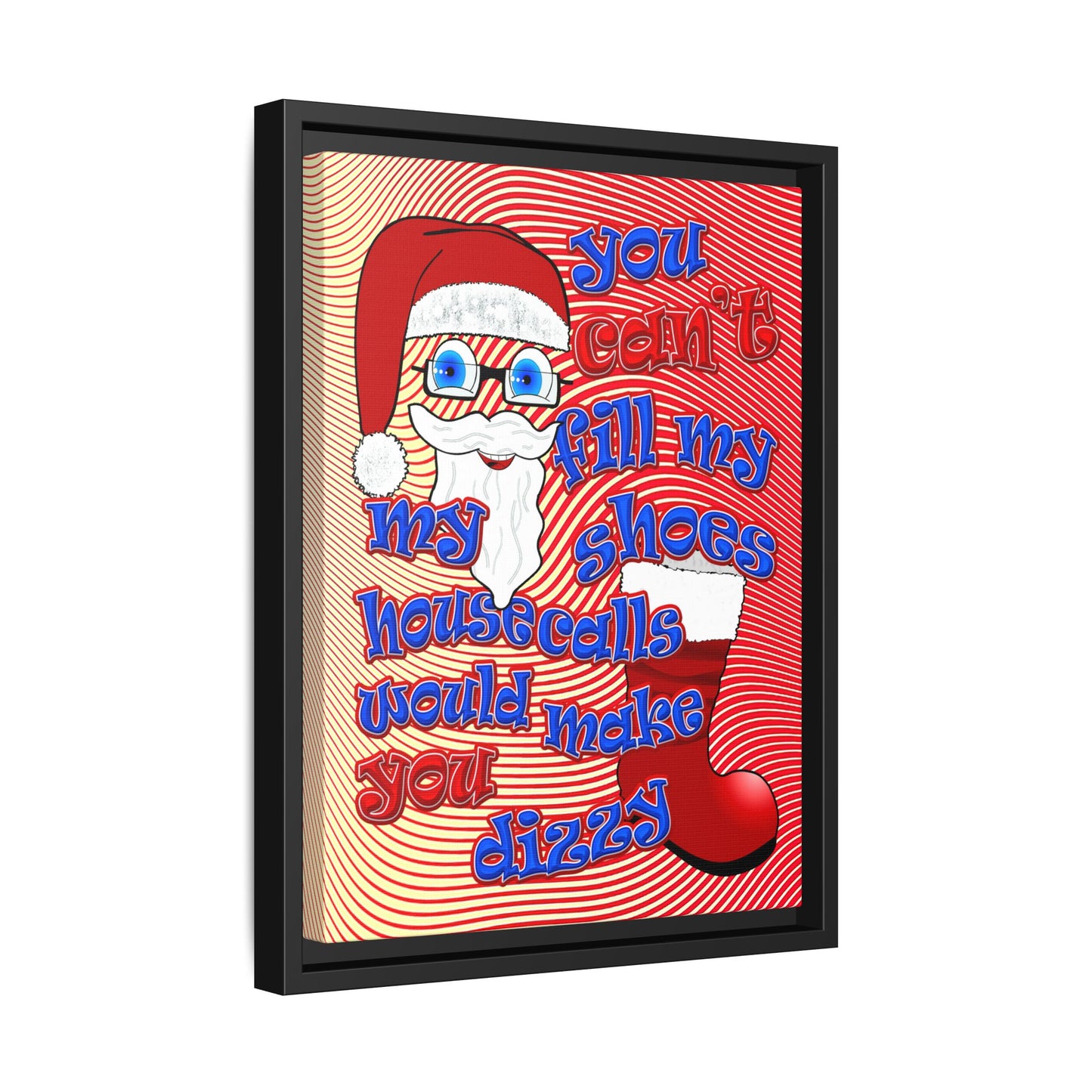 santa's shoes - framed canvas art (yellow-orange wave)