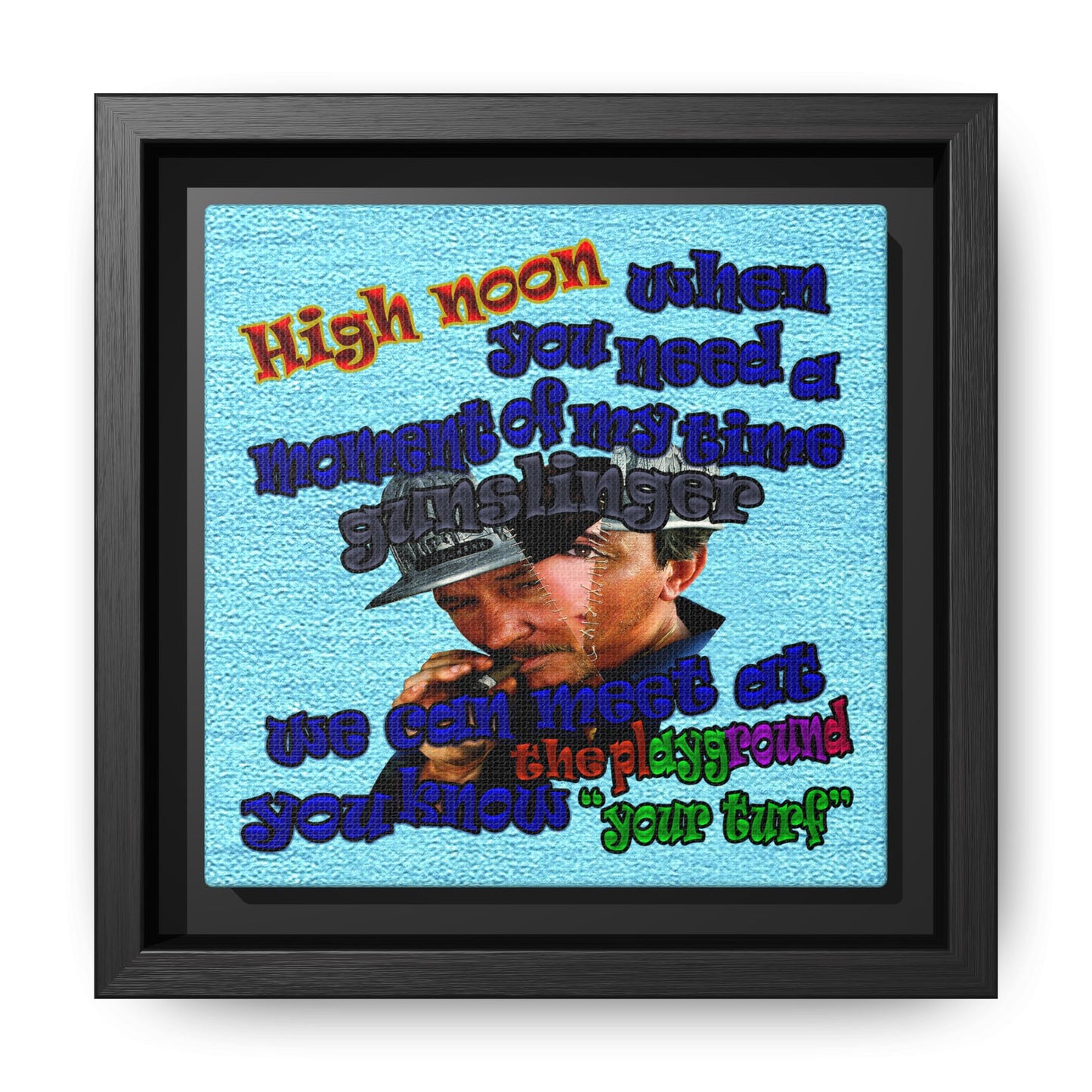 high noon - framed canvas art (faded blue)
